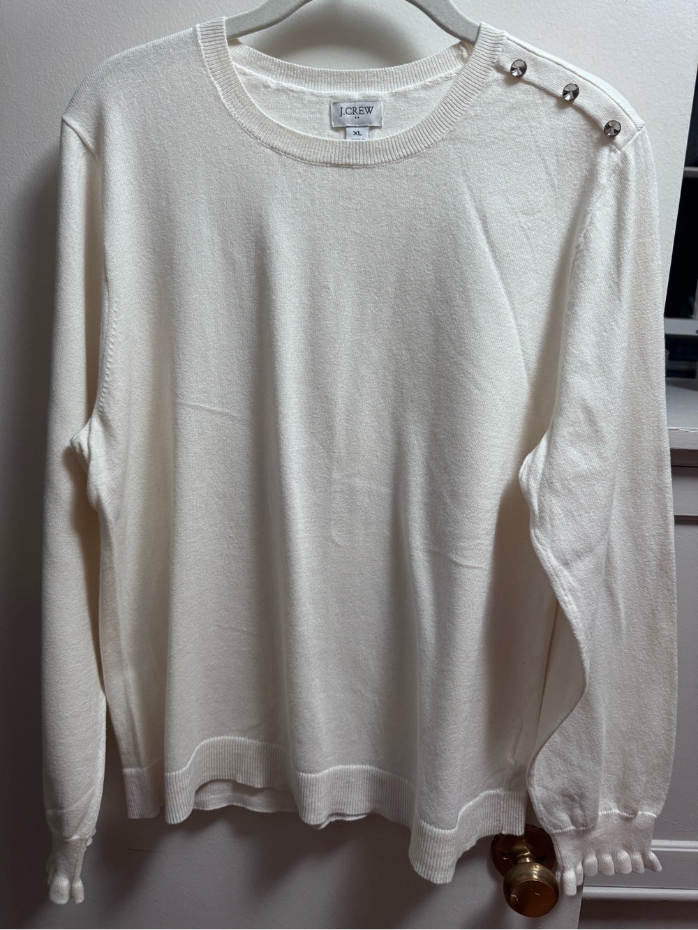 J. Crew Cream Crewneck Women’s Sweater with Shoulder Buttons XL
